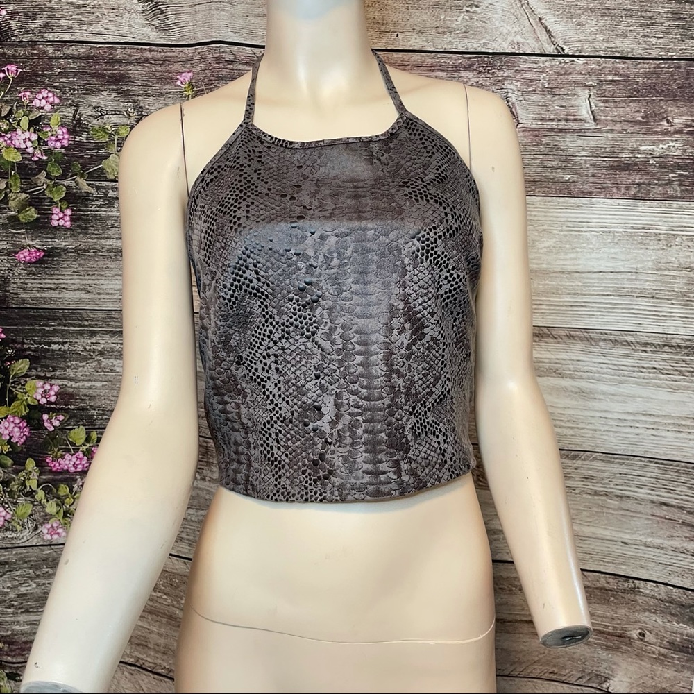 Snake Print Halter Top Crop Top